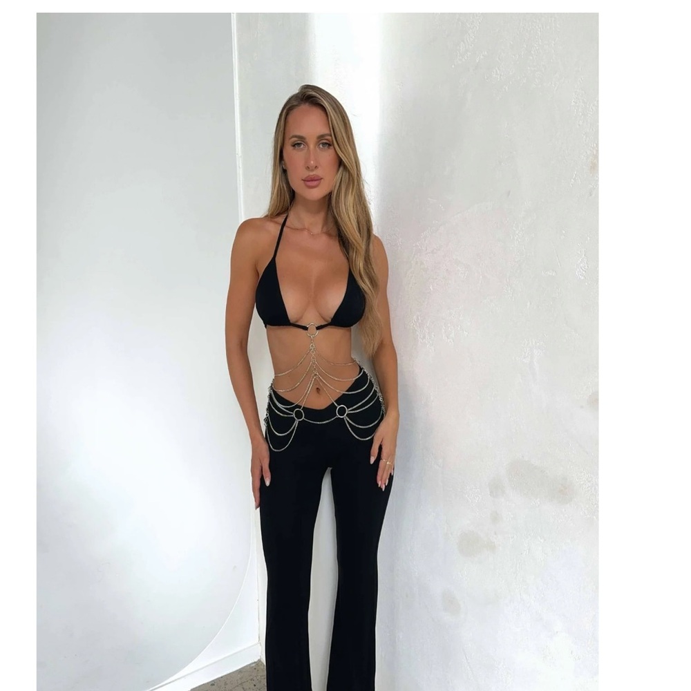 Black Cutout Jumpsuit with Chain Waist
